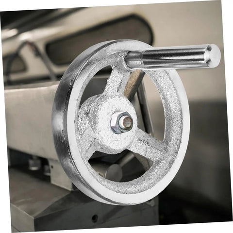 Two Piece Beefy Carbon Steel Lathe Hand Wheel Replacement With Chrome Plated Handle mounted on milling machine