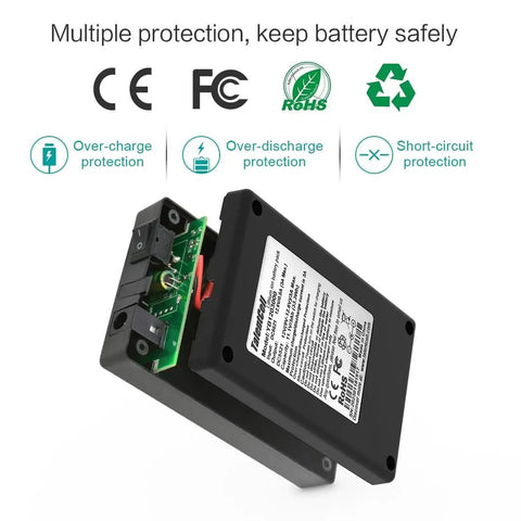 12V Rechargeable 3000mAh Power Bank for LED Strips and Panels, CCTV Cameras, Amplifiers, Telescopes with protection labels