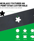 Close-up of Z254F 54 Inch High Lift Mower Blades for Husqvarna Zero Turn Mowers, 5-point star center hole feature.