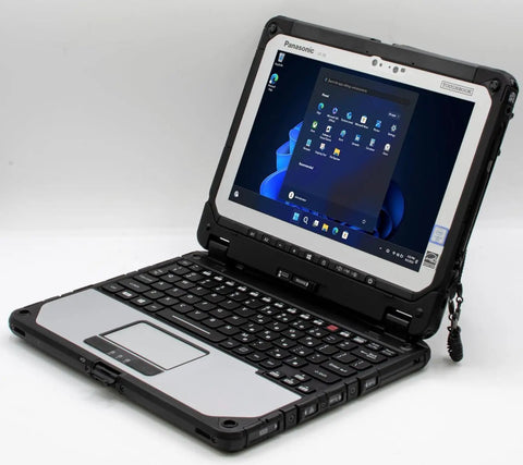 Heavy Hitter 2 In 1 Rugged Laptop With Touchscreen Backlit Keyboard Dual HDMI Ports And Snazzy USB Connectivity Rock Solid Build For Daily Grind And Zero Hassle Operations Renewed showing open design and sleek keyboard.