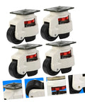 Heavy Duty Swivel Casters Set With Adjustable Leveling Plates showing four durable wheels with metal brackets for smooth rolling.