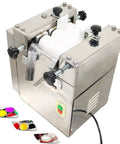 Heavy Duty 110V Triple Roll Mill Grinder With Zirconia Ceramic Rolls And Stainless Steel Tray for fine ink processing.