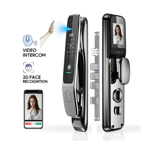 Solid Game Changer Smart Lock Featuring Slick 3D Face And Fingerprint Unlocking Through Built In WiFi For Automatic Door Deadbolts with video intercom.