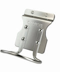 Built To Last Stainless Steel Hammer Holster For Tool Belts, 2.6 Inch Hammer Loop, shown close-up with heavy duty belt clip