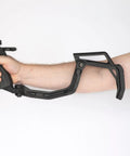 Person demonstrating Easy Install Folding Stock Crossbow Adapter For BAT And BAT Reverse Crossbow in folded position