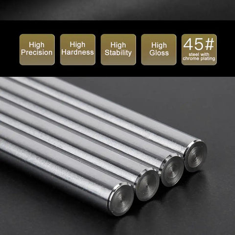 10mm Linear Shaft Pair Kit 700mm Length Chrome Plated Case Hardened GCr15 Steel for CNC Machines and DIY 3D Printers, Rust-Resistant Precision Guide Rods with Smooth Motion, Two Pack, Easy Mounting, Long-Lasting Performance. Four chrome plated steel linear shafts