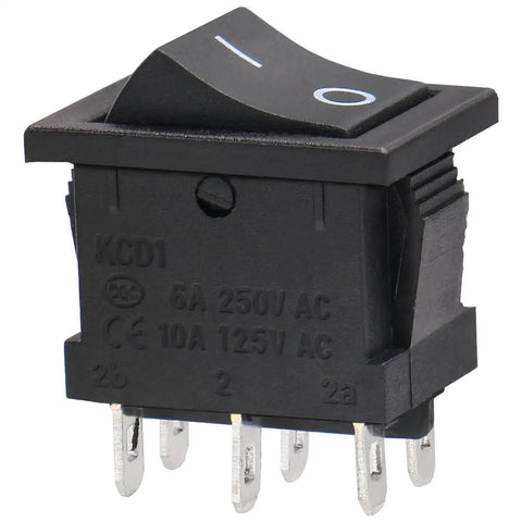 10 Pack DPDT Rocker Switch 6 Pin On On 2 Position Snap In Boat Rocker Switch For Electrical Projects AC 250V 6A And AC 125V 10A Dual Voltage Rating Black Durable Housing, black 6-pin snap-in switch