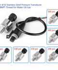 1/8 NPT Stainless Steel Pressure Transducer Sensor For Oil Fuel Air Water Measurement High Sensitivity Accuracy With 5V Output