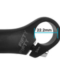 Close-up of 110mm Aluminum Mountain Bike Bar Ends for MTB Handlebar, 6061 T6 Alloy showing 22.2mm clamp size with black finish.