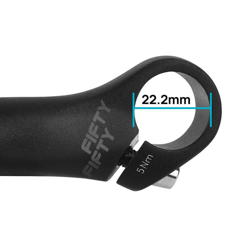 Close-up of 110mm Aluminum Mountain Bike Bar Ends for MTB Handlebar, 6061 T6 Alloy showing 22.2mm clamp size with black finish.