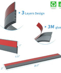 Ultimate Door Draft Stopper 2 Pack For Under Door Sweep Fits Interior And Exterior Doors Weather Stripping Seal Silicone Draft Guard For Noise Reduction And Cold Air Insulation 2 In W X 39 In L Grey, showing 3-layer design, 3M glue, dimensions 2" x 39.3".