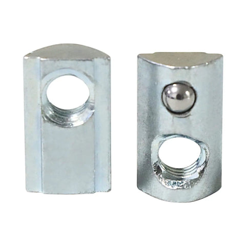 Built Like A Tank 20 Pack 5/16 18 Threaded Roll In T Nuts With Ball Spring Design Bright Zinc Coated Steel Fasteners close-up detail