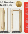 Long Stainless Steel Push Pull Door Handle For Home And Office Two Sided Access Glass Shower Barn And Storefront Doors 60 Inch Brass Gold Round Elite Model Modern Contemporary, 304 finish, single and double door