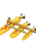 Heavy Duty M8 Drywall Anchors And Screws Kit For Wall Mounts, 50-Set Assortment, Self Drilling No Prep Install, Yellow Zinc Plated Carbon Steel, Long Lasting, Easy DIY Mounting For Shelves, TVs And Fixtures, yellow anchors and screws