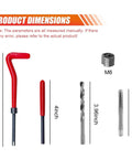 Dimensions and components of M6 x 1.0mm Thread Repair Insert Kit With Stainless Steel Helicoil Inserts displayed.