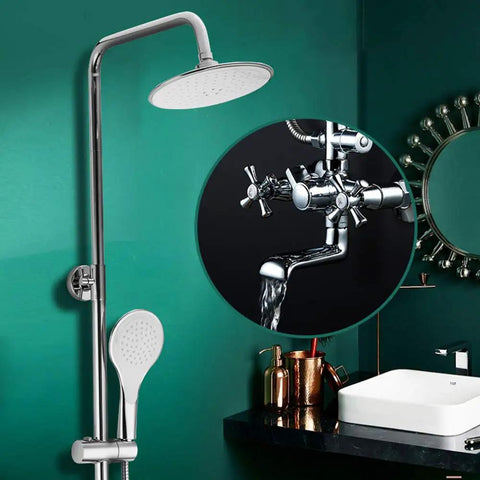 UMJIGF 8 Inches Shower System Brass Chrome Shower Faucet Set Wall Mounted Multi-Functional Bathroom Shower Combo Set with Shower Head and Handheld Shower