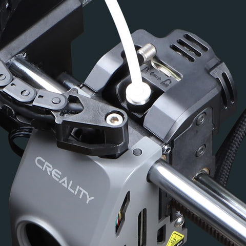 Close-up of Hummingbird Extruder Upgrade For K1 Series Beefed Up 50N Extrusion Force Dual Gear All Metal Body in installed view.