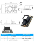 Ultra Compact Lidar Sensor Scanner With UART I2C 0.2 To 20 Meters Long Range for Micro Drones, diagram and component view