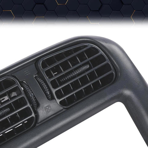 PIT66 dash bezel with dual horizontal air vents in dark gray plastic, single-DIN radio compatible