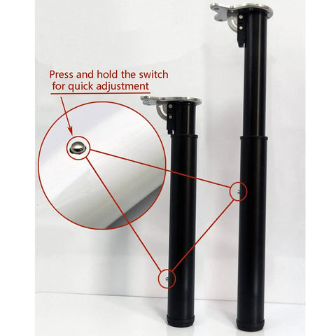 Adjustable Metal Furniture Legs Telescoping Support Feet For Breakfast Bar And Folding Tables Height Adjustable From 50 To 130 Cm