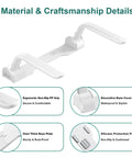 Rock Solid White Toilet Safety Rails With Heavy Duty Non Slip Handles For Seniors And Mobility Aid Bathroom Assist Support Grab Bar Easy Wipe Anti Tip Design with ergonomic grip and sturdy base details.