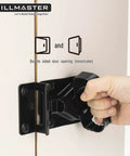 Heavy Duty Automatic Locking Gate Handle Latch For Interior And Exterior Doors in black, installed on a white door.