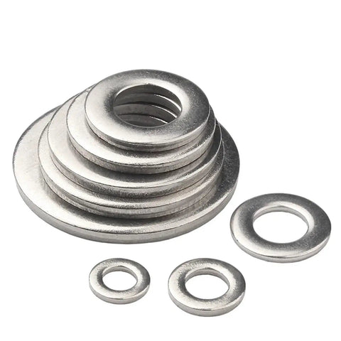 Heavy Duty 304 Stainless Steel Flat Washers Set M3 To M24 200 Piece Assortment Kit For Smooth Load Distribution Consistent Thickness And Tight Even Clamping In Any Project Must Have Hardware Essential, assorted sizes