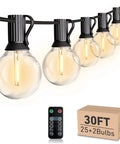 Outdoor String Lights 30 Feet With Remote Dimmable Waterproof 27 Shatterproof G40 Globe Bulbs and remote control