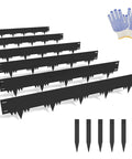 Heavy Duty Galvanized Steel Landscape Edging Border Kit With 6 Panels And Stakes For Lawn Garden Pathways 21 Feet Total Each Panel 42 Inches Weatherproof Edging For Flower Beds And Yards No Fuss Hammer In shown with garden gloves and stakes