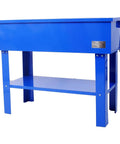 Heavy Duty 40 Gallon Parts Washer With Removable Shelf, blue steel construction, compact design for shop floors.