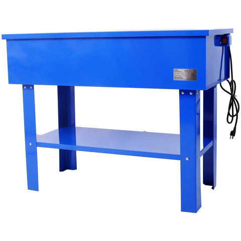 Heavy Duty 40 Gallon Parts Washer With Removable Shelf, blue steel construction, compact design for shop floors.
