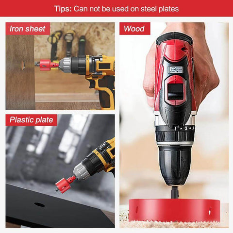 4.5-inch bimetal hole saw with arbor for metal, wood, and plastic; drill-compatible cutting edge