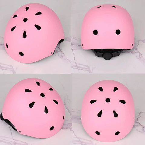 Pink helmet from Adjustable Kids Helmet And Pad Set For Skating Biking Cycling And Skateboarding Includes Knee Elbow And Wrist Guards