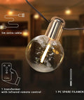 Indoor 2 Pack G50 LED String Lights With Vintage Filament Bulbs, 24 Feet Each, Shatterproof Design, close-up of clear bulb