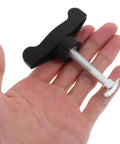 Premium 4pc T-Handle Bolt Replacement Kit With Nonslip Grip Knobs For Mowing Machines And Snow Blowers To Make Easy DIY Fixes On Lawn Tools Fastening Hardware, black bolt in hand