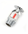 Top Tier 10 Pack Fire Sprinkler Heads Rated 155 Degrees F Quick Response Pendent Style with red glass bulb and chrome finish.