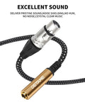 Hot 1Ft Audio Cable XLR Female To 1/4 Trs Female Jack For Mic Guitar Amp And Mixer - Durable Patch Cord close-up with shiny connectors.