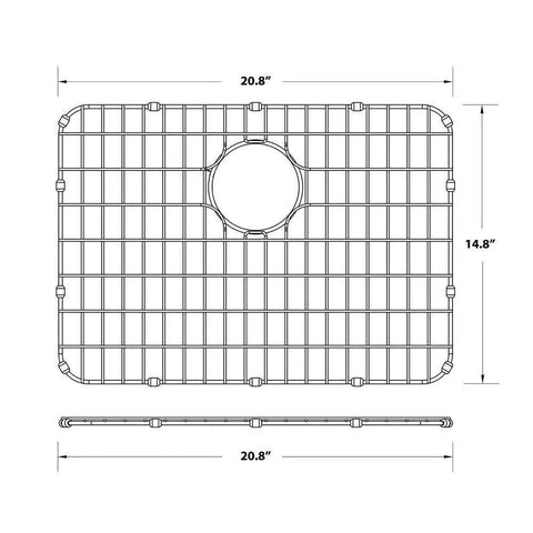 Dex 20.75 By 14.75 Inch Stainless Steel Kitchen Sink Bottom Grid With Durable Chrome Plated Finish top view dimensions
