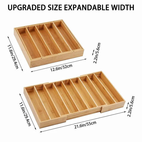 Expandable Bamboo K Cup Holder Drawer Organizer For Coffee Pods And Tea Bags Flexible 12.6 To 21.6 Inch Pod Storage Tray