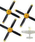 Three Sets Of Four Blade Propellers For 500mm P51 Mustang Brushless RC Plane, Spare Prop Kit With Nose Cone, Top View