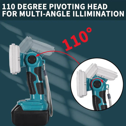 2000 Lumen LED Work Light with 110-degree pivoting head for 18V LXT battery, 18W floodlight, camping and emergency use