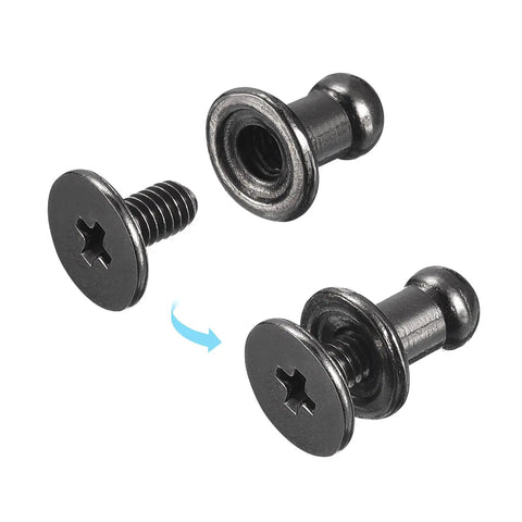 4mm Ball Head Rivet Set With Screws, 20 Pack Round Button Nipple Rivets For DIY Leather Craft Handbags And Belts, metallic black finish