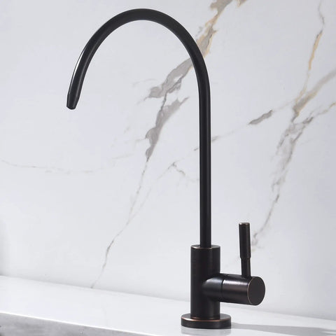 Real Deal Oil Rubbed Bronze Drinking Water Faucet For Reverse Osmosis Systems With Non Air Gap Design And Lead Free 304 Stainless Steel Construction delivering smooth flow, 10-7/16 inches high.