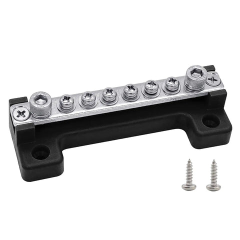 2 Pack Power Distribution Block 4 Inch Bus Bar 150 Amp 12 Volt System Crafted From Nickel Plated Brass And Rugged Abs Body with screws.