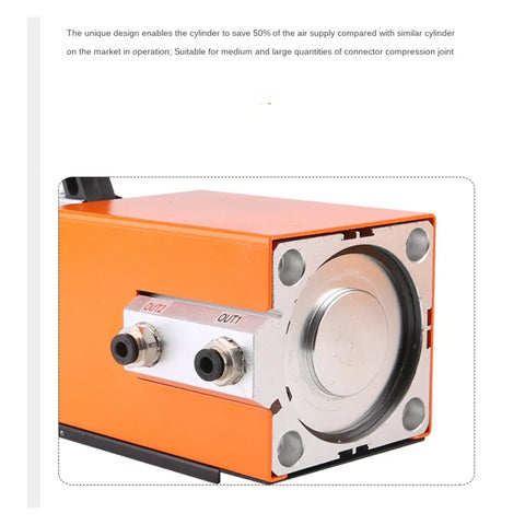 Heavy Duty Electric Crimping Machine With Interchangeable Dies For Cold Pressing And Automatic Terminal Compression close-up of air cylinder connections.