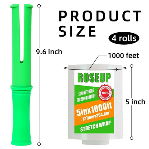 Heavy Duty Clear Stretch Wrap With Ergonomic Swivel Handles 5 Inch By 1000 Foot Rolls 80 Gauge Thick Cling Packaging Film For Moving And Pallet Wrapping Four Pack Gives Your Haul Pro Level Grip And Zero Sweat