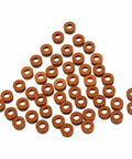 Orange Engine Bolt Cap Set for Harley Motorcycles 66Pcs Screws Covers arranged in a triangular pattern on a white background.