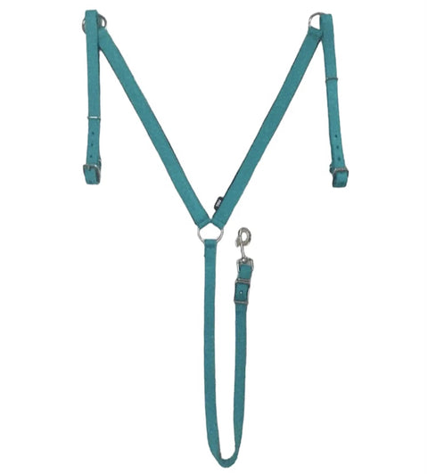 Nylon Padded Equestrian Browband Headstall With Reins And Breast Collar Set For Horse, Full Turquoise, Durable 2-Ply Nylon