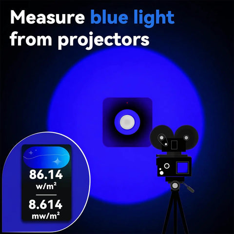Blue Light Irradiance Meter For Screens, Projectors, LED Beauty Devices And Glasses, Reads 400-500nm, Up To 760000 uW/cm2, Handy Tool To Check Blue Light Output From Your Gear measuring projector blue light