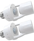 2X Motion Activated Light Sockets Replacement For Existing Lights E26 E27 Screw In Add On Off Sensor Socket With 10 Ft Range No Wiring Needed Perfect For Carport Garage Pantry Room, 2-pack